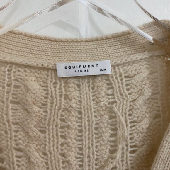 Equipment Femme Cashmere/Alpaca Knit Cardigan Beige M - Picture 2 of 5